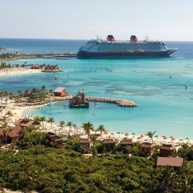 Disney cruise vacation ship at Castaway Cay 