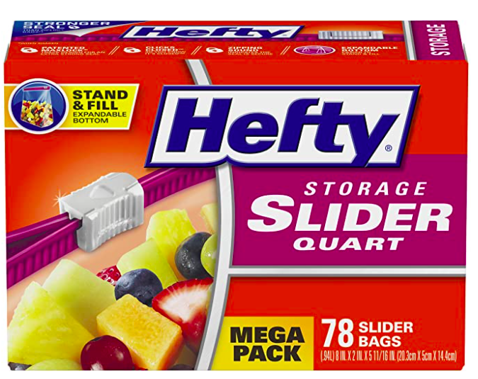 Hefty Slider Storage Bags, Quart Size, 78 Count for face mask storage while at Walt Disney World 